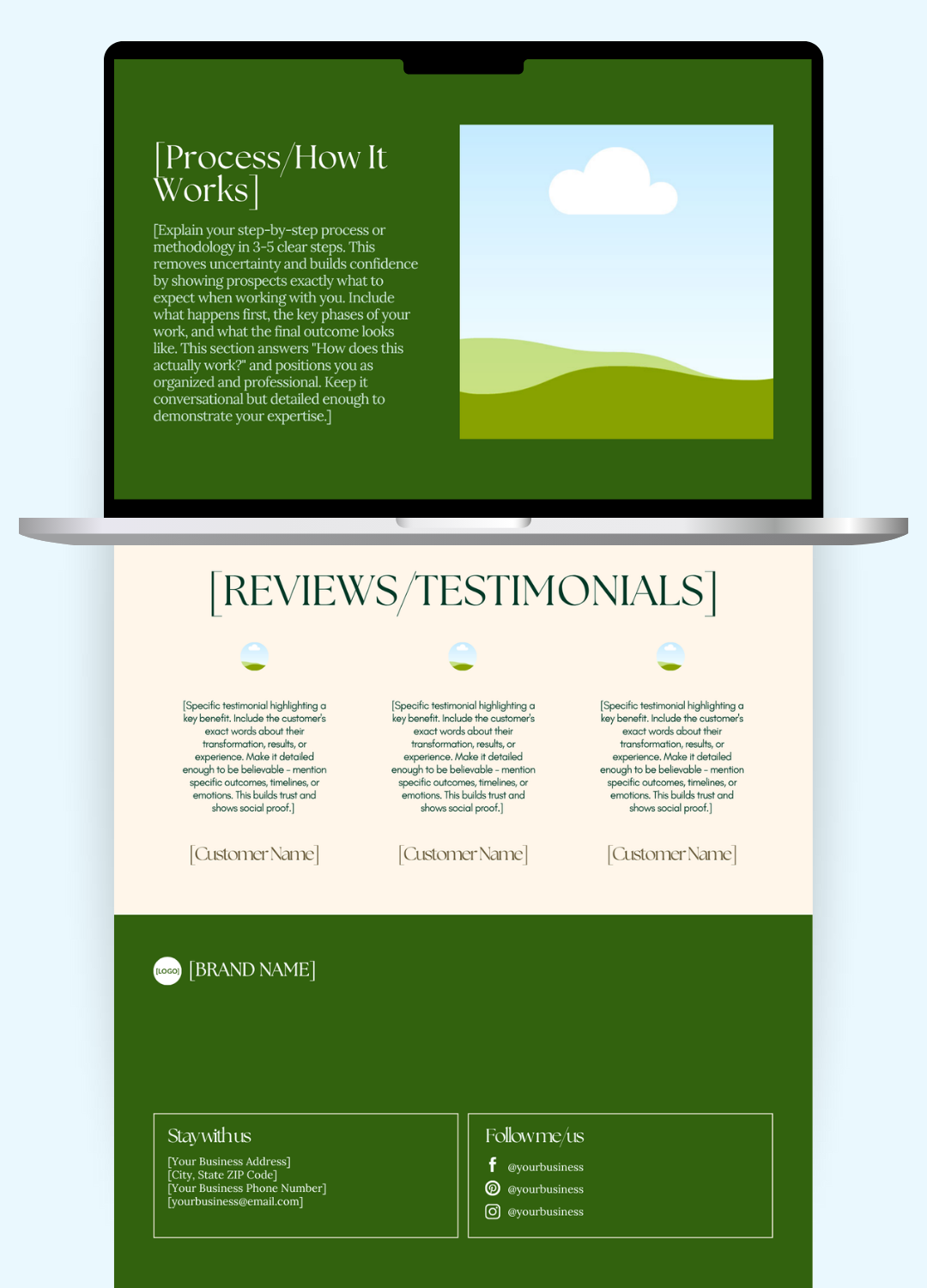 Sage & Cream Aesthetic Website & Social Media Templates Bundle