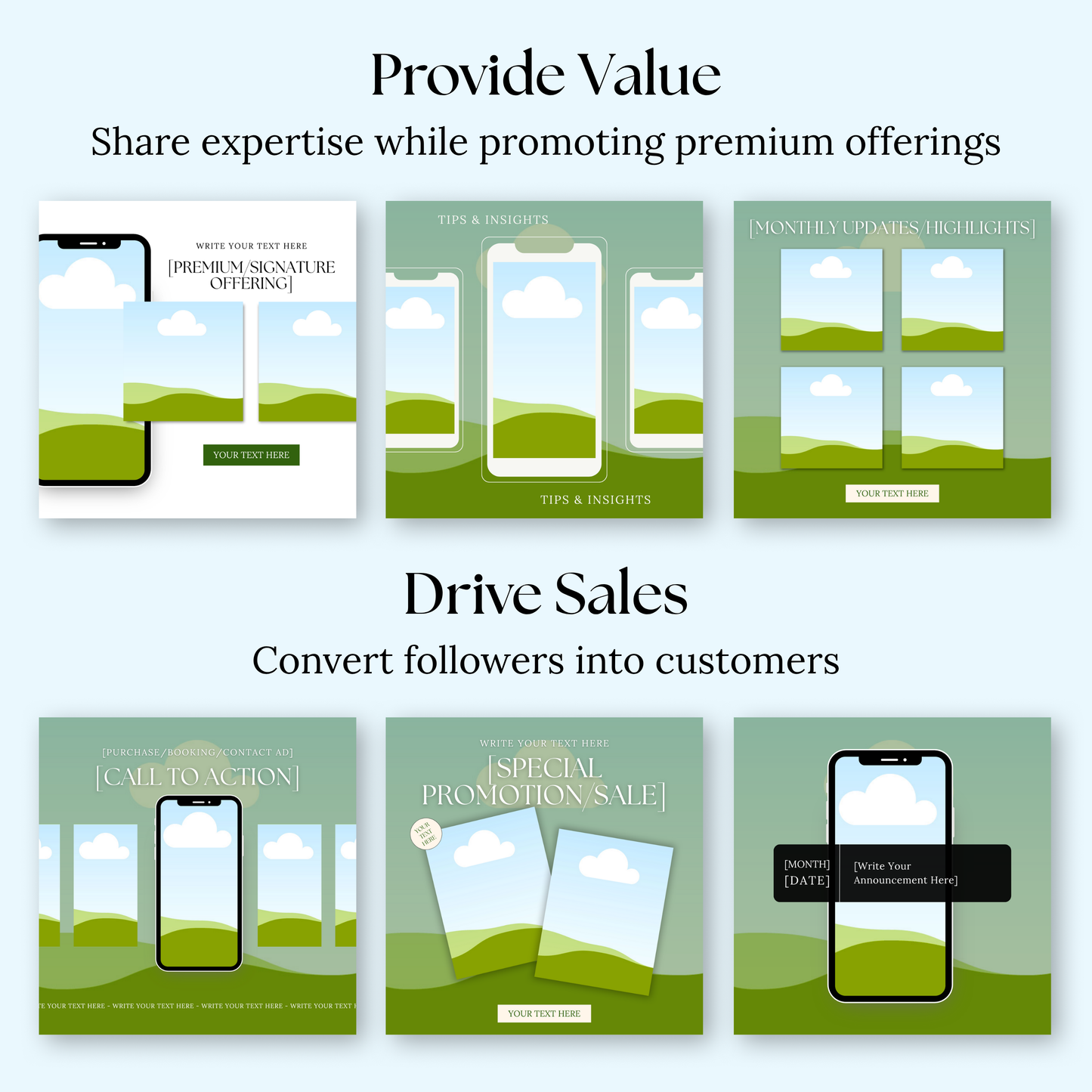 Sage & Cream Aesthetic Website & Social Media Templates Bundle