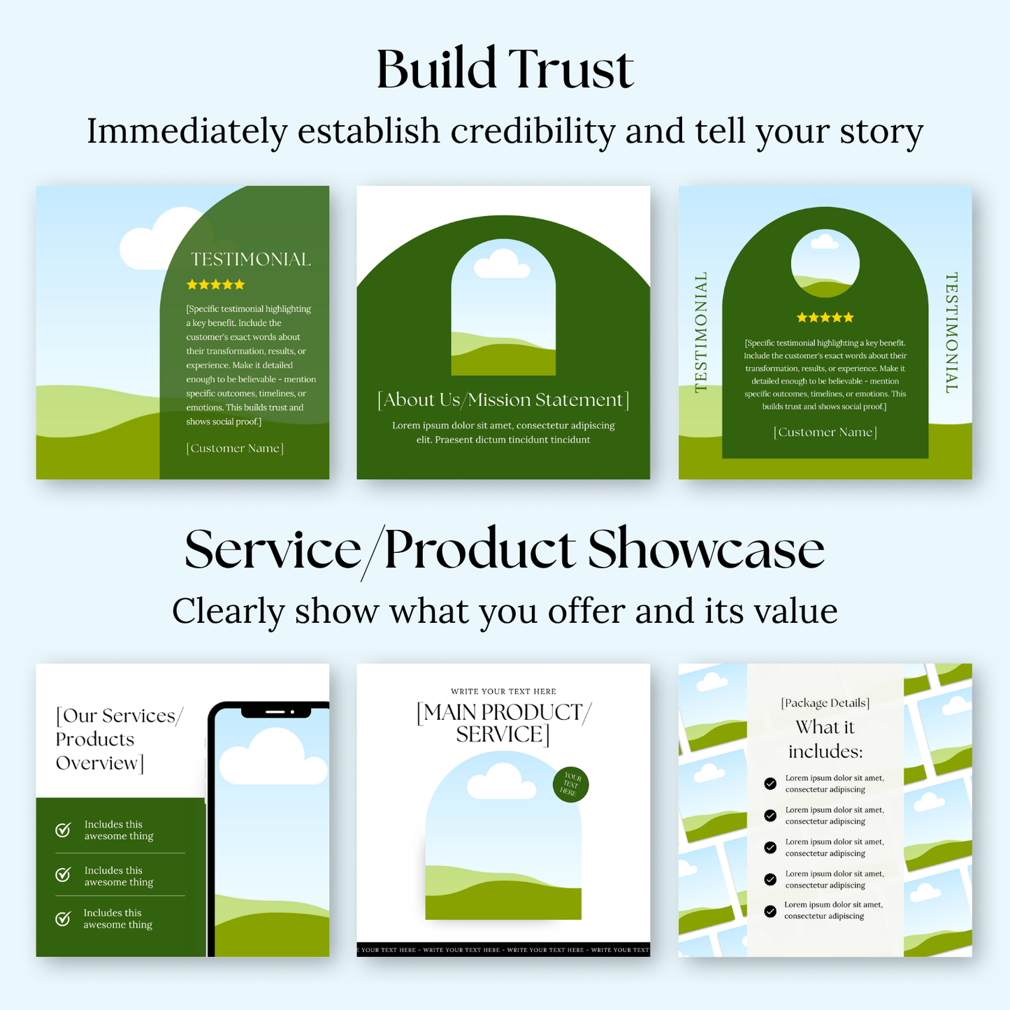 Sage & Cream Aesthetic Website & Social Media Templates Bundle