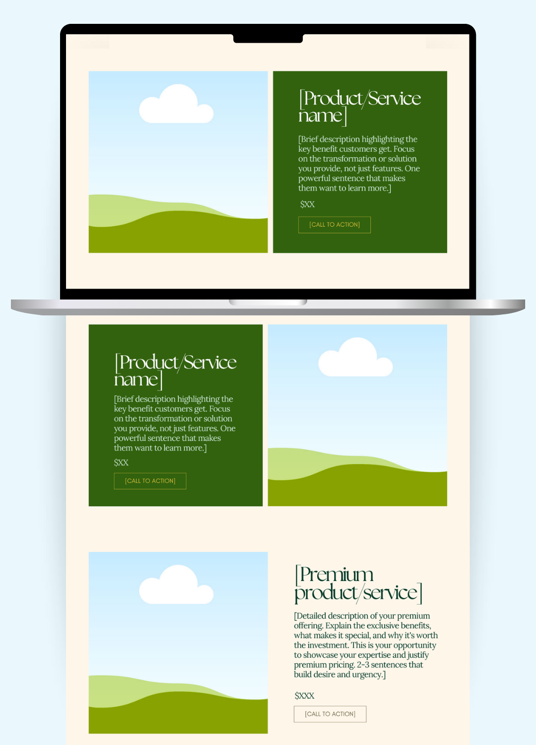 Sage & Cream Aesthetic Website & Social Media Templates Bundle